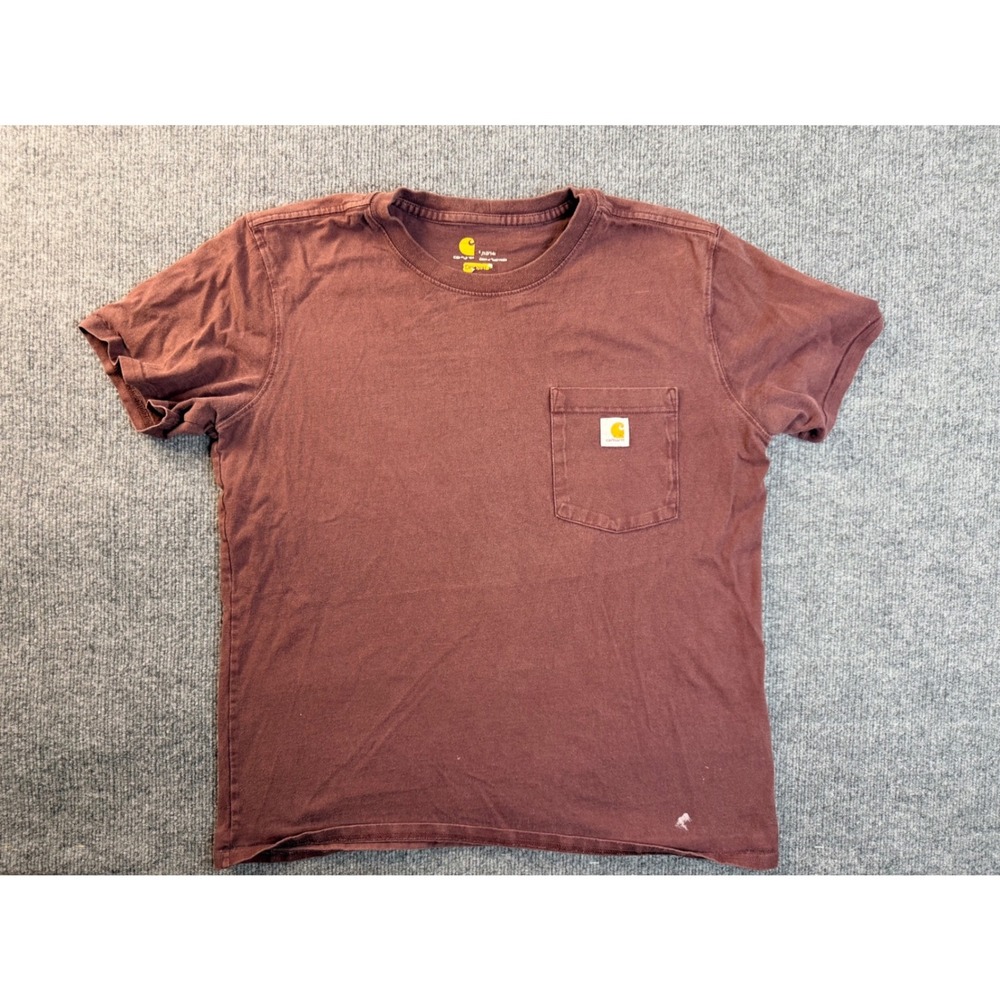 Carhartt Boys Large L 12/14 Pocket T-Shirt Maroon Burgundy Cotton Workwear Tee